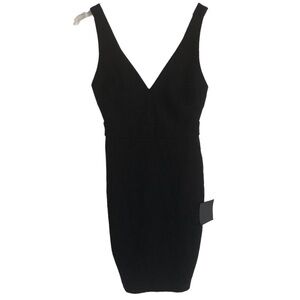 Lulus Black Deep V-neck Body Con Mini Dress Back Cut Outs XS